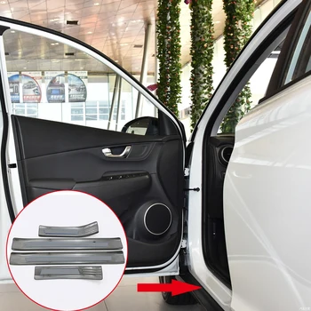 

Car Styling Accessories 4PCS Stainless Steel Outer Door Sill Scuff Threshold Plate Cover Trim For Hyundai Kona 2017 2018