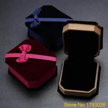 

Bowknot Flannelette Necklace Ring Earrings Show Case Storage Jewelry Gift Box 4TP3