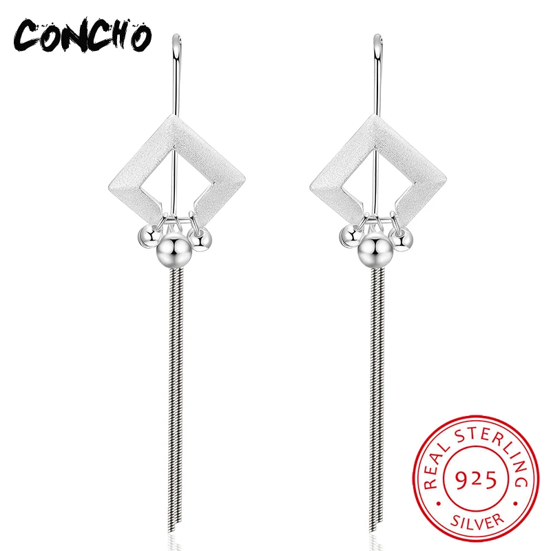 2018 Rushed Party Earings Offer Trendy Brinco Aretes Oorbellen Concho Jewelry 925 Sterling Square Shape Drop Earrings For Women | Украшения
