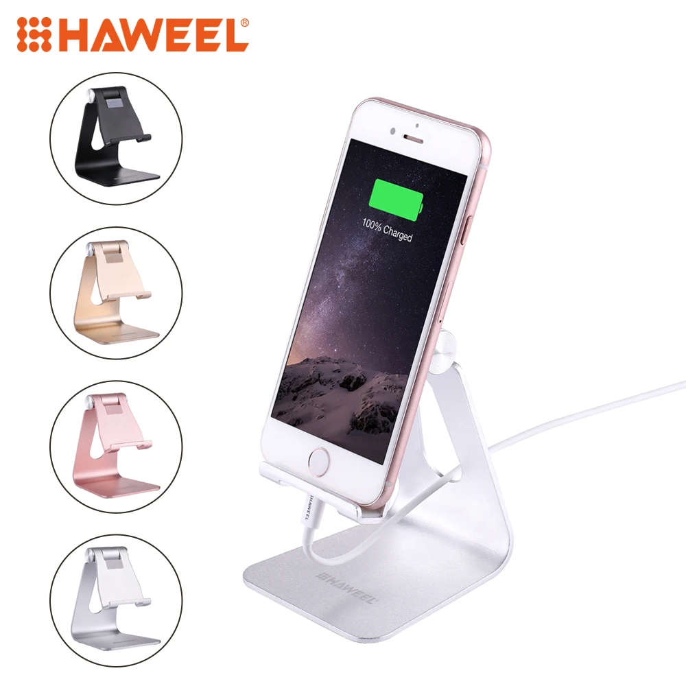 HAWEEL Adjustable Aluminum Pivot Desktop Phone Holder Hand