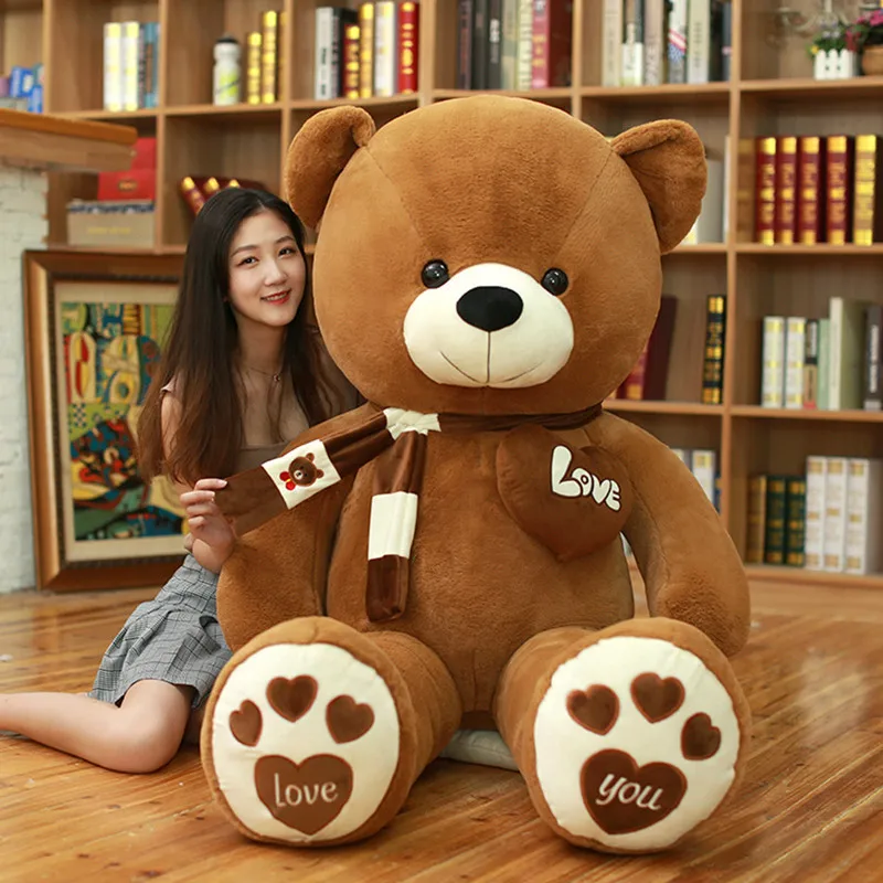 

High Quality 80/100CM Teddy Bear With Scarf Stuffed Animals Bear Plush Toys Teddy Bear Doll Lovers Birthday Baby Gift