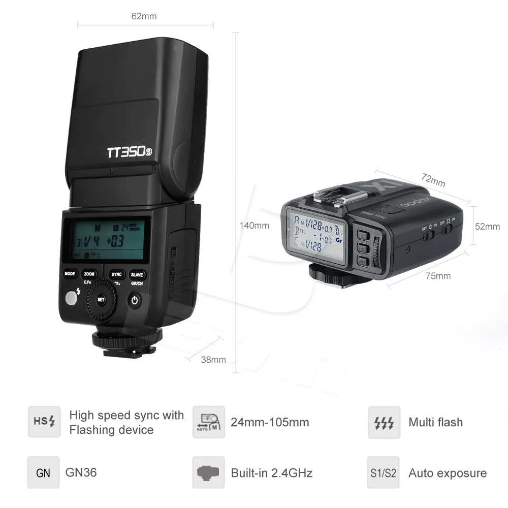 Вспышка Godox Mini Speedlite TT350S TTL HSS GN36 1/8000 с + X1T S для зеркальной камеры Sony A7 A6000 A6500|ttl hss|flash