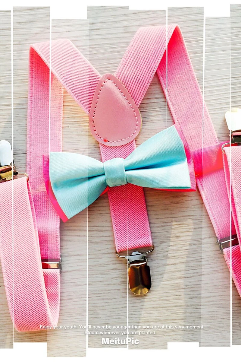OnnPnnQ/Модный комплект с подтяжками для девочек, розовые милые штаны на подтяжках, 3 зажима на Y-back, эластичный галстук-бабочка, аксессуары для