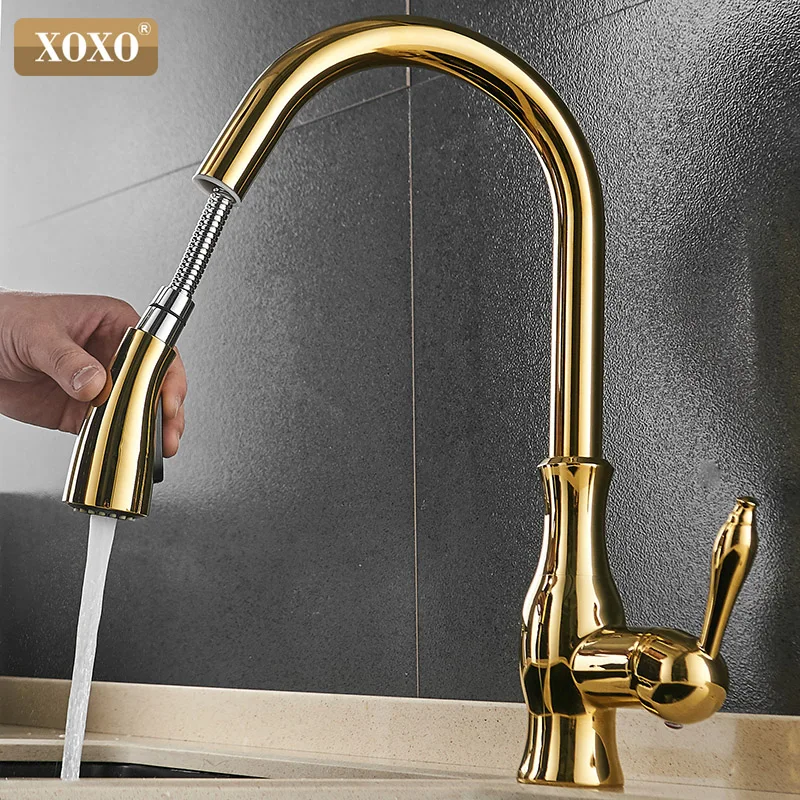 XOXO Kitchen Faucet Pull out Side Cold and Hot Single Hole Handle