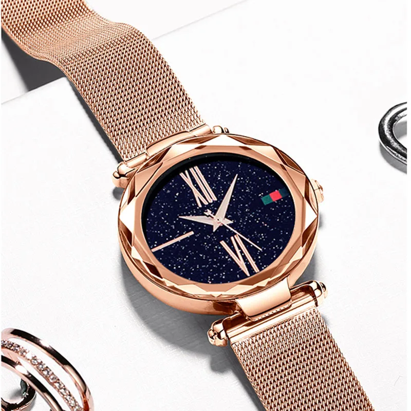 

Starry Sky Rose Gold Watches Woman Quartz Watch Ladies Fashion Watch Steel Waterproof Clock Top Brand Luxury Relogio Feminino