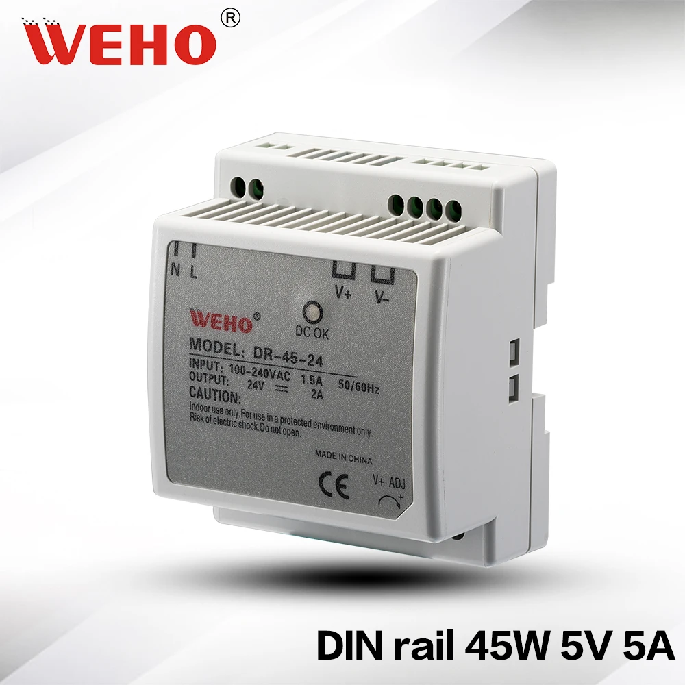 (DR-45-5) бренд Wei Hao пластиковый чехол 5 в 45 Вт блок питания производитель 5VDC din rail