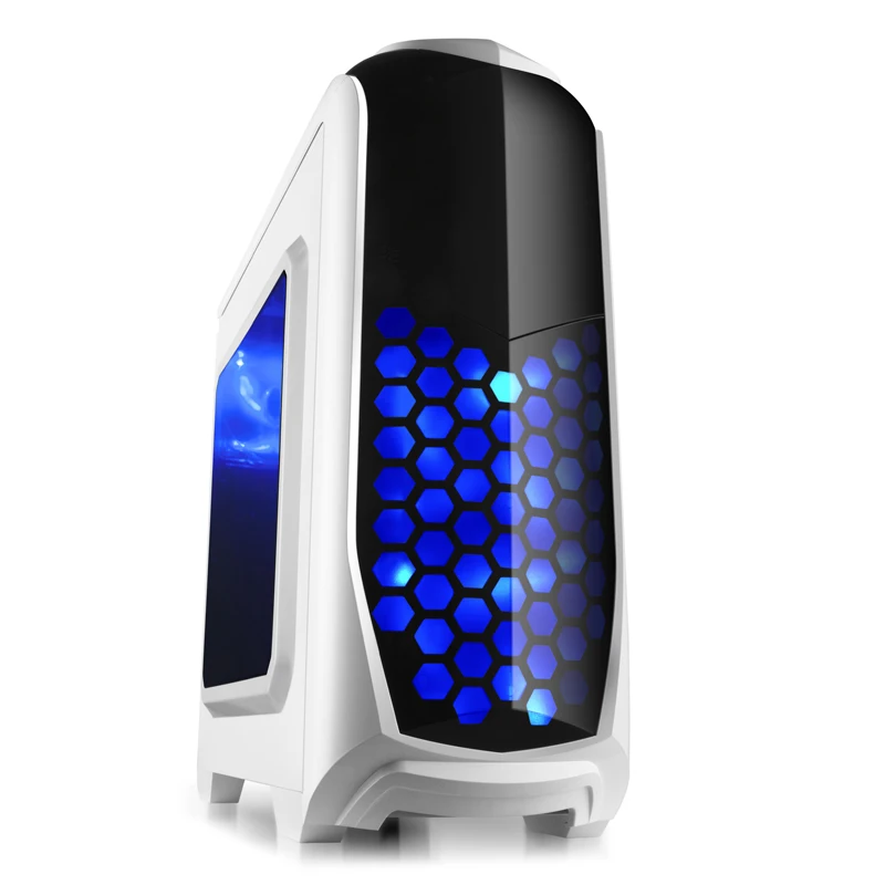 2015 Hot Sale Desktop Computer Case White With 2 Led Fan Usb3 0