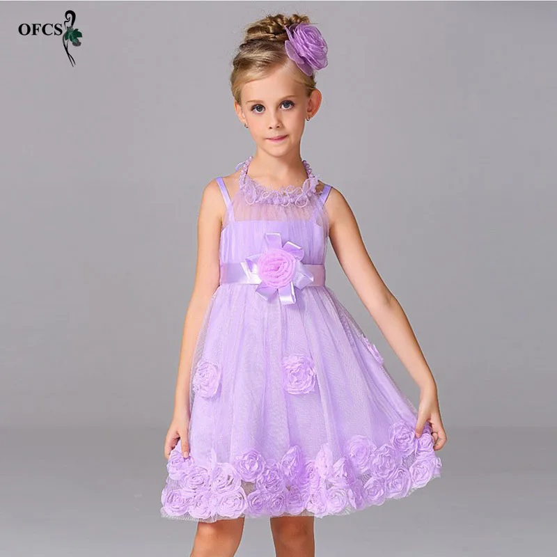 

Kids Girls Dresses Bridesmaid Wedding Prom Party Ball Gown Formal Bud silk Flower Party Dresses Toddler Infant Princess 3-12Year