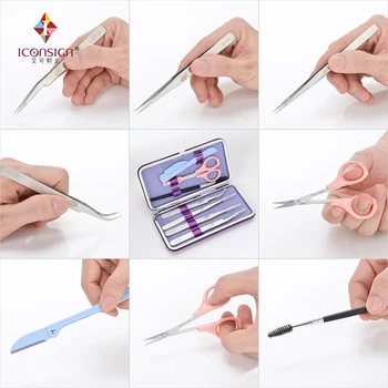 

Professional False Eyelash Extension Tool Kit 10 Sets Full Cosmetic Eyelash Tools Tweezerss /Scissors/Eyebrow Makeup Tools 7 pcs