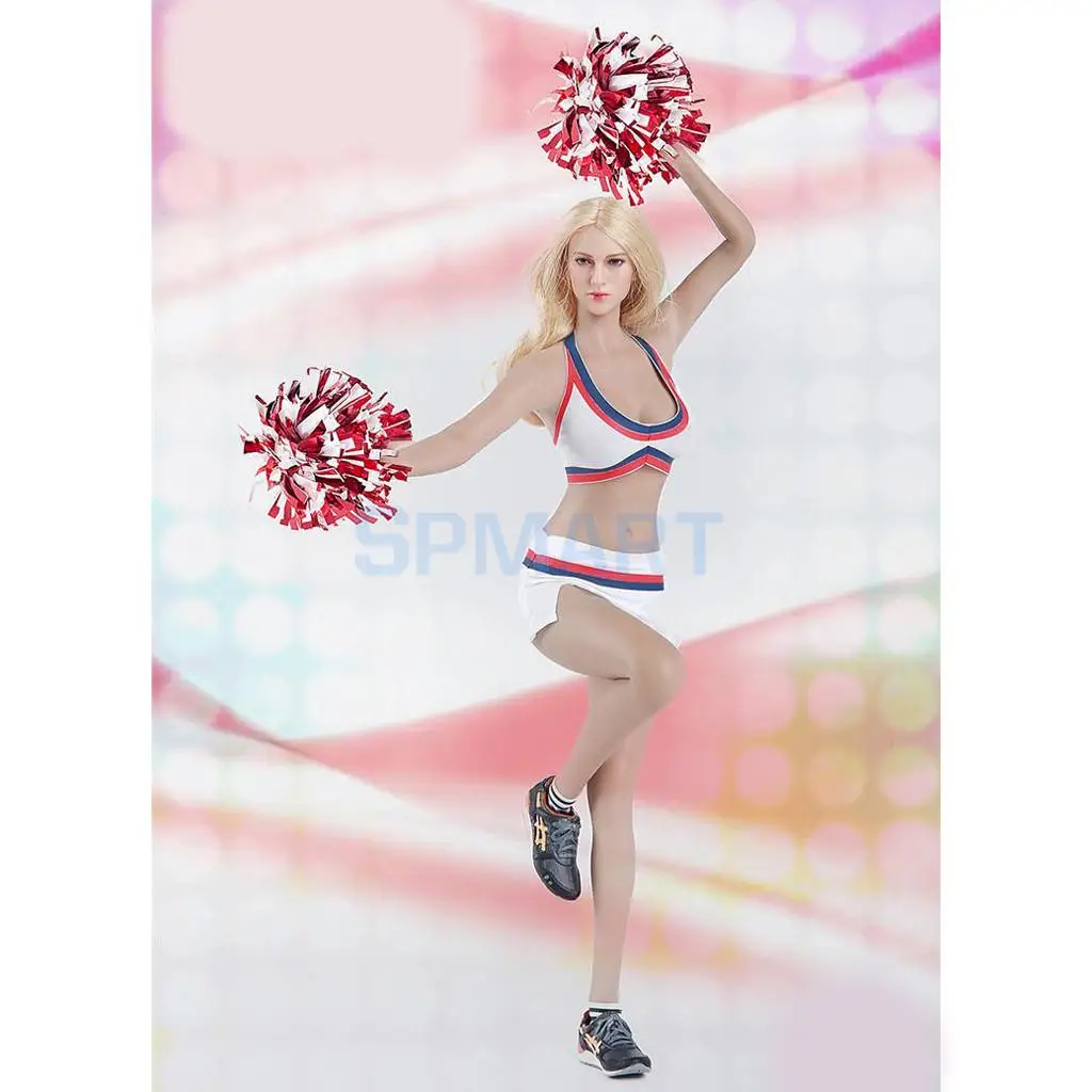 1/6 Scale Cheerleading Uniform Bra Top Dress Briefs Socks Shoes Cheerleaders Clothes Set for 12