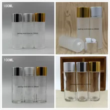 100 ml חלבית זכוכית בקבוק עם פקק פלסטיק כסף/זהב מכסה עבור טונר/שרותים/מים/קרם /תחליב/עור טיפול אריזה(China)