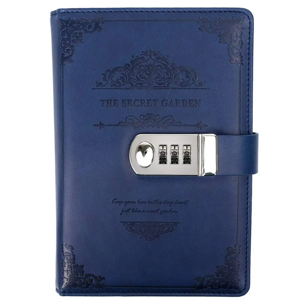

Small Hardcover Notebook/Journal with Pen Loop and Code Lock, 200 Pages, 8 x 5.3 inch (Blue)