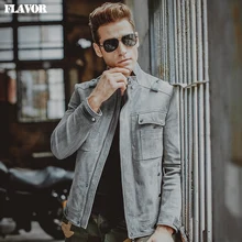 Kожаная куртка мужская мотоциклетный жакет, куртка из натуральной кожи, пальто из свиной шкуры серого цвета