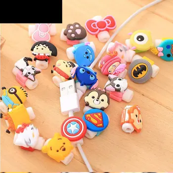 

5pcs Cute Cartoon Earphone Protector For iPhone USB Charging Data Line Cord Protector Protective Case Cable Winder Cover