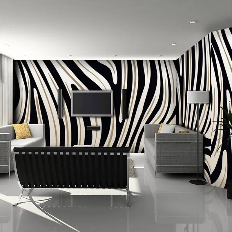 Mural 3D de pared Rayas de cebra en blanco y negro Arte Creativo y Abstracto Minimalista MURALES 3D DE PARED Novedades OUTLET PRIMAVERA