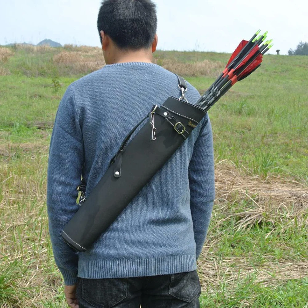 Quiver em Preto Feito de Couro Puro para Tiro com Arco de Caça Seta Amarelo Ombro-back Design 52*13cm - Cor 7 Esporte e Lazer
