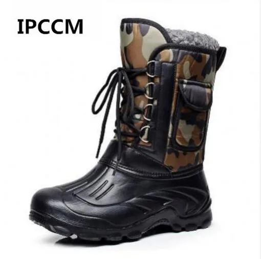 

IPCCM Spring Autumn Boots Men Fishing Boots Non-slip Waterproof Work Shoes Tooling Boots Men Warm Skiing Boots Outdoor Shoes