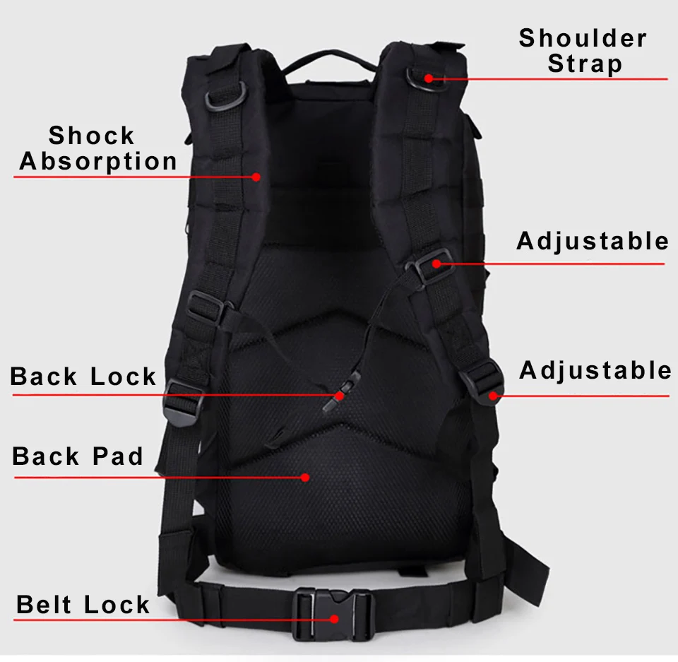  600D Waterproof Military Tactical Assault Molle Pack 35L Sling Backpack Army Rucksack Bag for Outdo