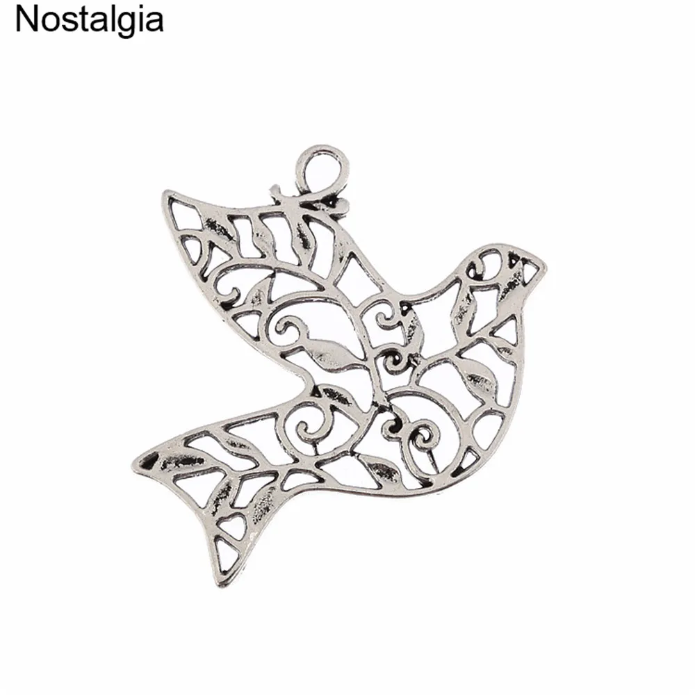 

Nostalgia 5Pcs Pigeon Charm Peace Bird Dove Hollow Pendant Jewelry 35*35MM