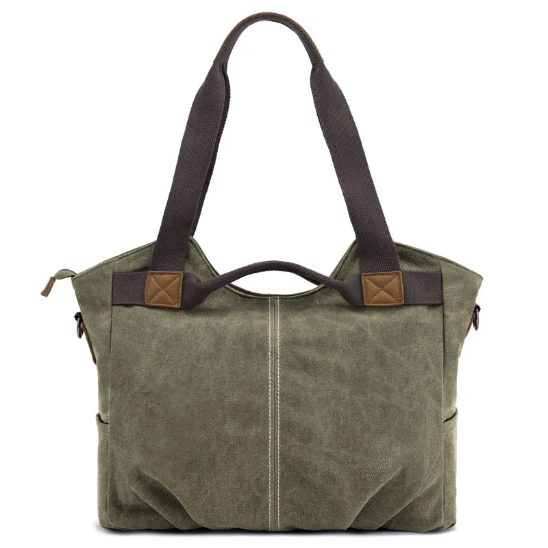 

New ladies Korean version of the large-capacity trend canvas bag Solid color simple handbag Retro shoulder diagonal package