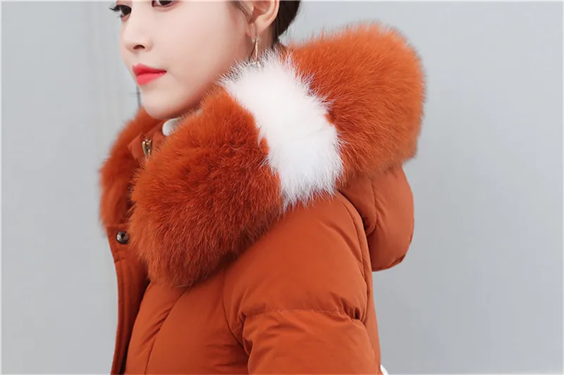 Discount New Winter down jacket women Lengthen parka Fox big fur collar Hooded coat female Plus size Thicken high quality down coats 2199 28