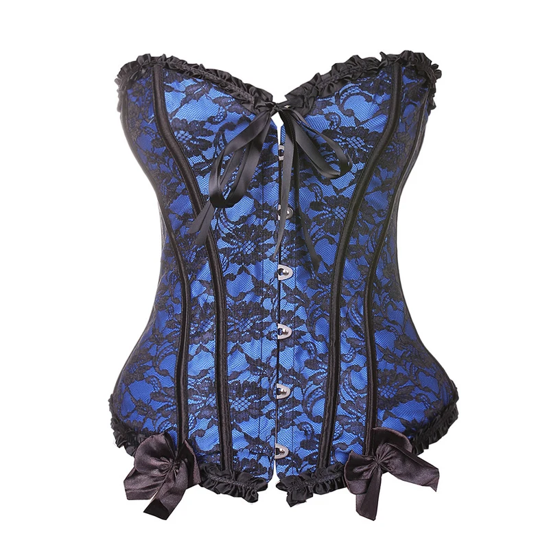 FLORATA 3 Color Women Sexy Corsets And Bustiers S-2XL Push Up Shapewear Lace Up Back G-string Bodyshaper Top