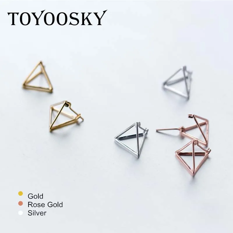 Серьги гвоздики TOYOOSKY с треугольниками простые размеры однотонные