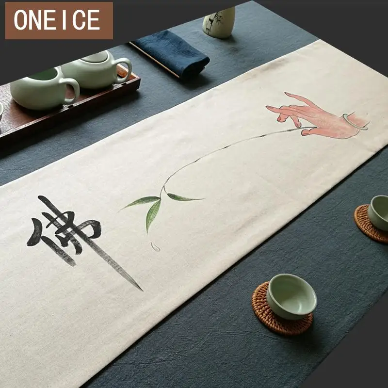 

Hand - Painted Linen Zen Tea Table With Chinese Box Countertops Japan Tea Sets tray