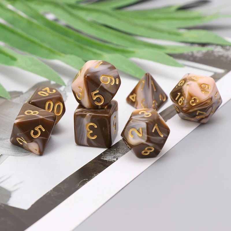 OOTDTY 7 шт./набор, игральные кости D4, D6, D8, D10, D12, D20, для подземелий и драконов, D и D, ролевые игры, акриловые бусины