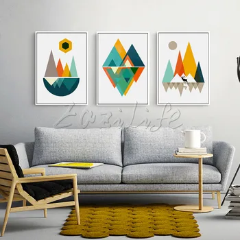 

Poster and print geometry,Nodic modern abstract watercolor on canvas ,wall pictures for living room home decor ,cuadros art wall