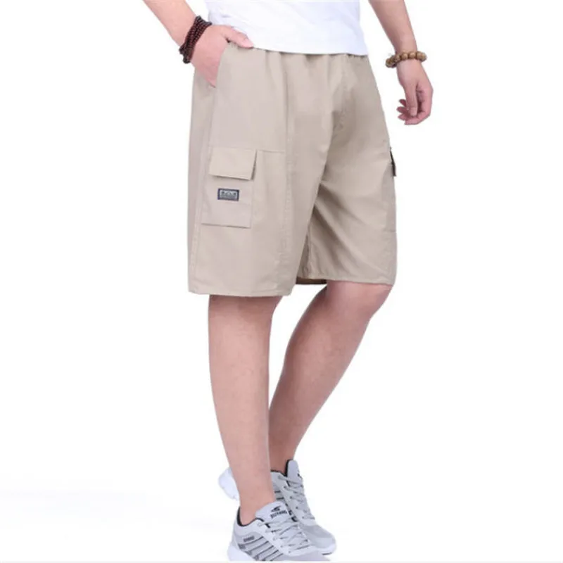 Летние модные мужские шорты Карго с несколькими карманами, свободные повседневные шорты, мужские хлопковые шорты с эластичной резинкой на талии, мужские шорты A1749