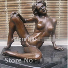 B0602 entrega Urgente En la belleza desnuda sexy en la roca de piedra Estatua de Bronce Китай завод бронзового искусства