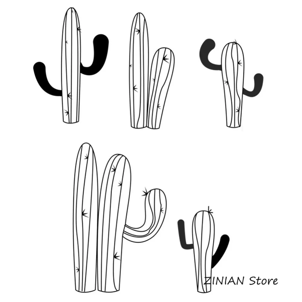 الصبار النباتات الفينيل الجدار ملصق ديكور المنزل غرفة المعيشة الأفقية جدار مائي نوم للإزالة الفن جدارية الشارات 5 قطعة/المجموعة 009