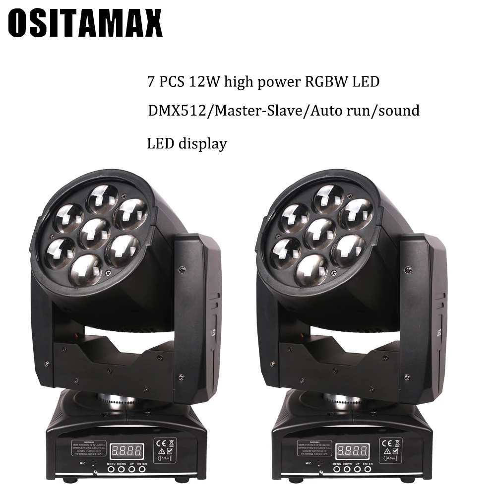 

(2pcs/lot)Fast Shipping LED Wash Zoom Moving Head Light 7x12W RGBW DMX 16CH Good for DJ Disco Party Bar