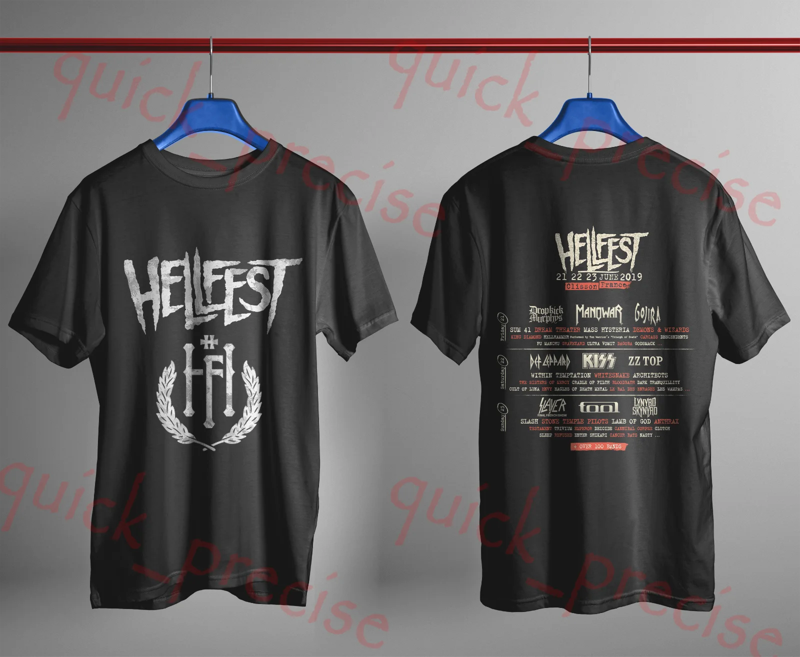 

HELLFEST Warm Up June 2019 T Shirt Clisson France Kiss Gojira Zz Top Slayer Tool