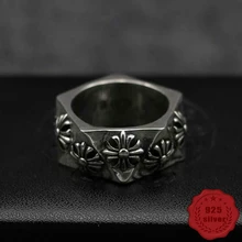 

100% sterling silver ring personality fashion punk style wind domineering cross around rock and roll dance 2018 new hot sale