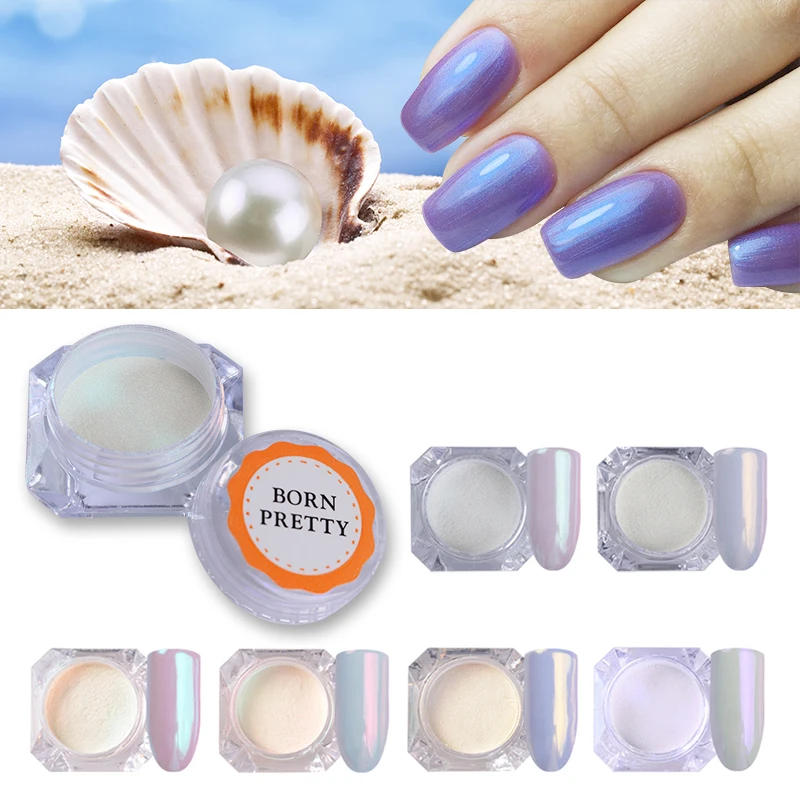 Polvo de manicura de polvo de brillo de uñas de concha de perla bonita Polvo de manicura de polvo de brillo de uñas de concha de perla bonita