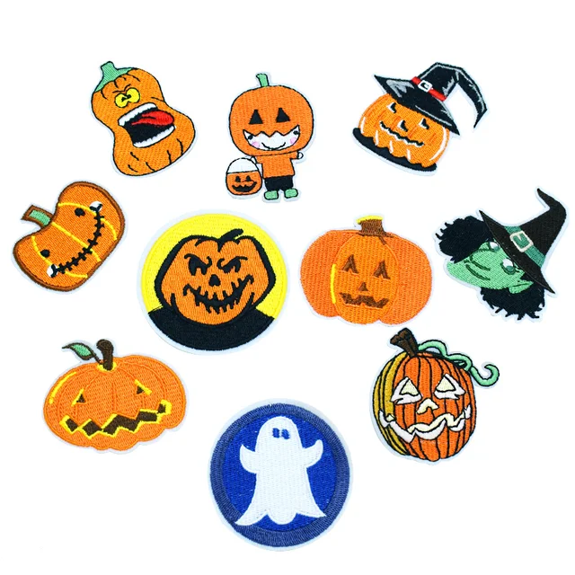 10pcs halloween stripe patches for kid clothes iron on patch applique embroidered diy patches labels backpack