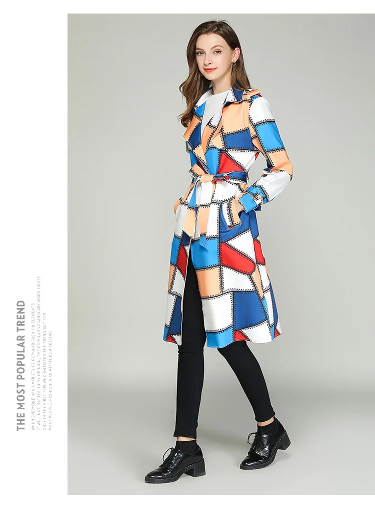 2019 Autumn Winter Casual Double Breasted Simple Classic Plaid Long Trench coat Women Plus Size Windbreaker Chic Outerwear (3)