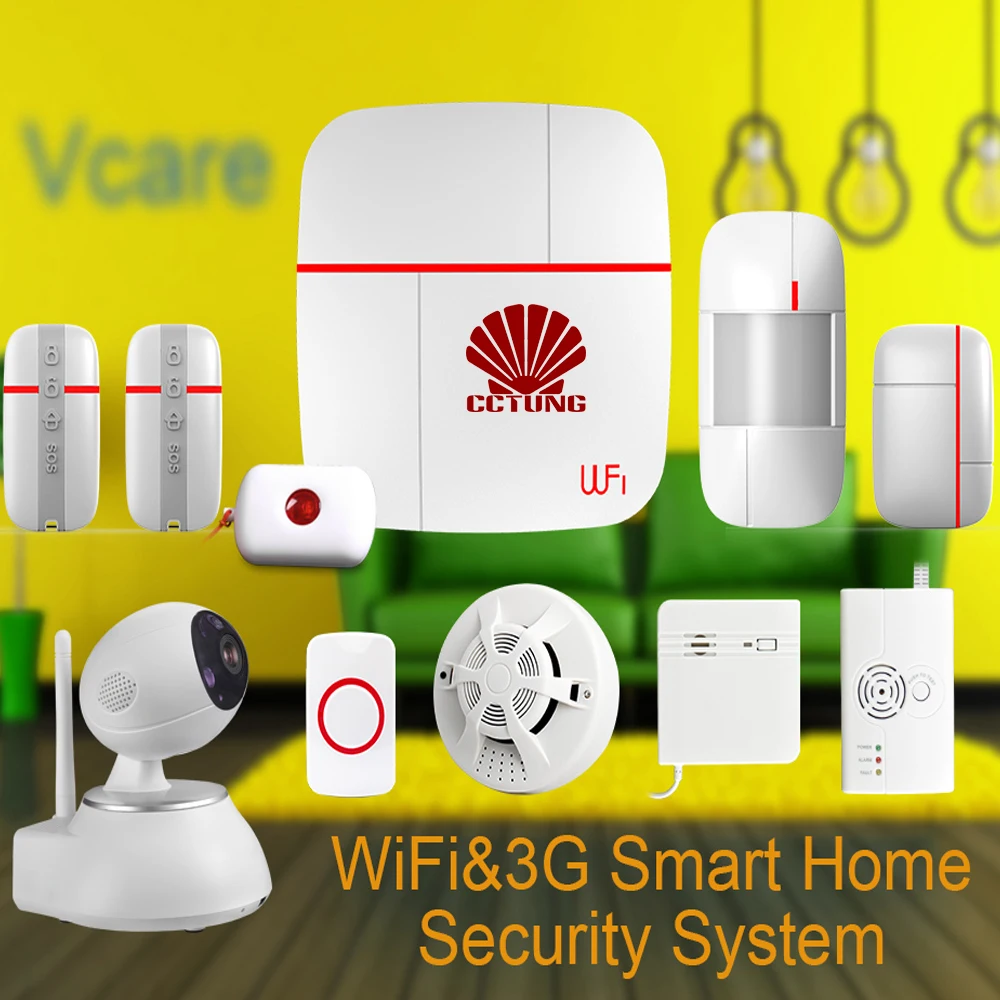 Ver C Vcare WIFI WCDMA 3G Smart Home Alarm Security System with Wireless Detector Sensor SOS Button & PTZ HD IP Camera Combined Ver C Vcare WIFI WCDMA 3G Smart Home Alarm Security System with Wireless Detector Sensor SOS Button & PTZ HD IP Camera Combined