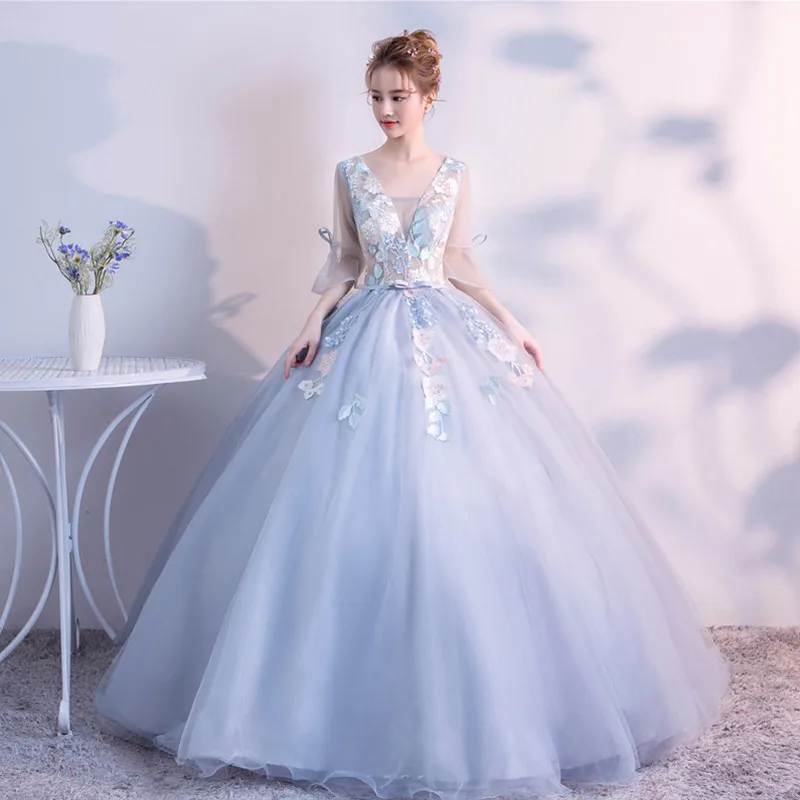 Ruthshen Vestido debutente 15 Anos Quinceanera платья с v образным вырезом Иллюзия Бальные накладные