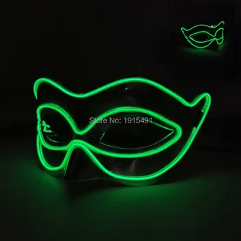 

2019 HOT sales New Year Gift Flickering EL wire Party FOX Zorro Mask Holiday Lighting Plastic Halloween full face LED Neon Mask