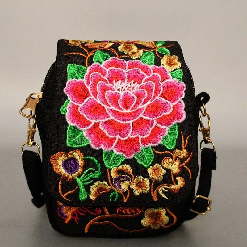 Bolsa Feminina школьный рюкзак женская Высококачественная холщовая Красивая Цветочная вышитая Этническая сумка через плечо