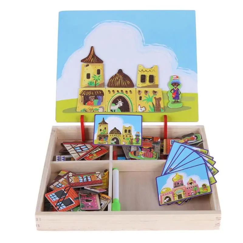 Детская деревянная магнитная доска головоломки игрушка Наряжаться игры детей раннего обучения игрушки подарок для ребенка Новый год