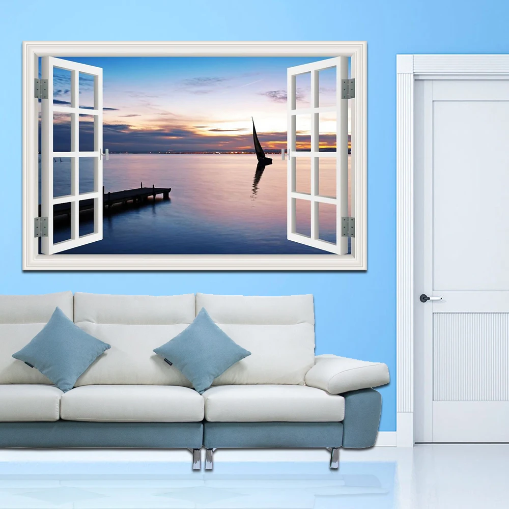 Настенная 3D Наклейка на стену парусная лодка море|wall sticker|removable wall stickershome decor |