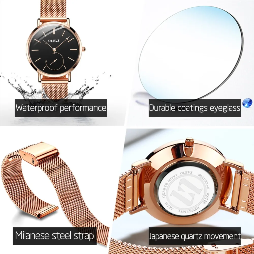 OLEVS 2019 Fashion Women Watches Luxury Gift Set Top Quality Strap Multiple Time Zone Wrist Watch For Girl Gift OF Love Dropping