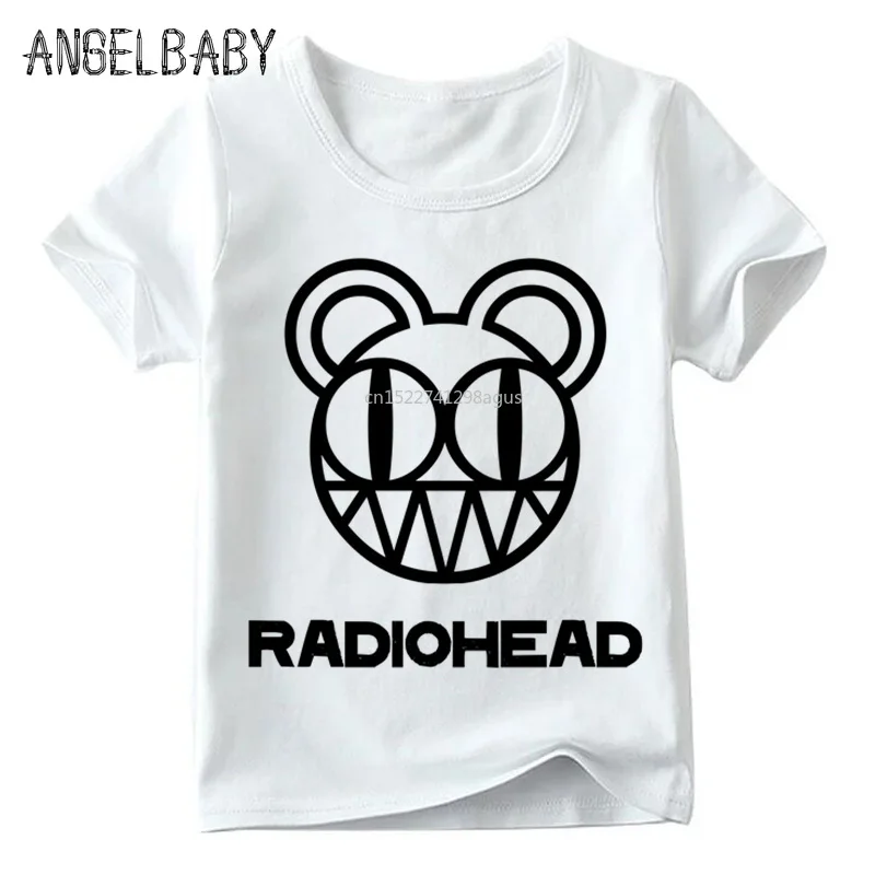 

Children Radiohead Band Rock And Roll Print Funny T shirt Boys/Girls Summer Short Sleeve Tops Kids Soft White T-shirt,HKP654