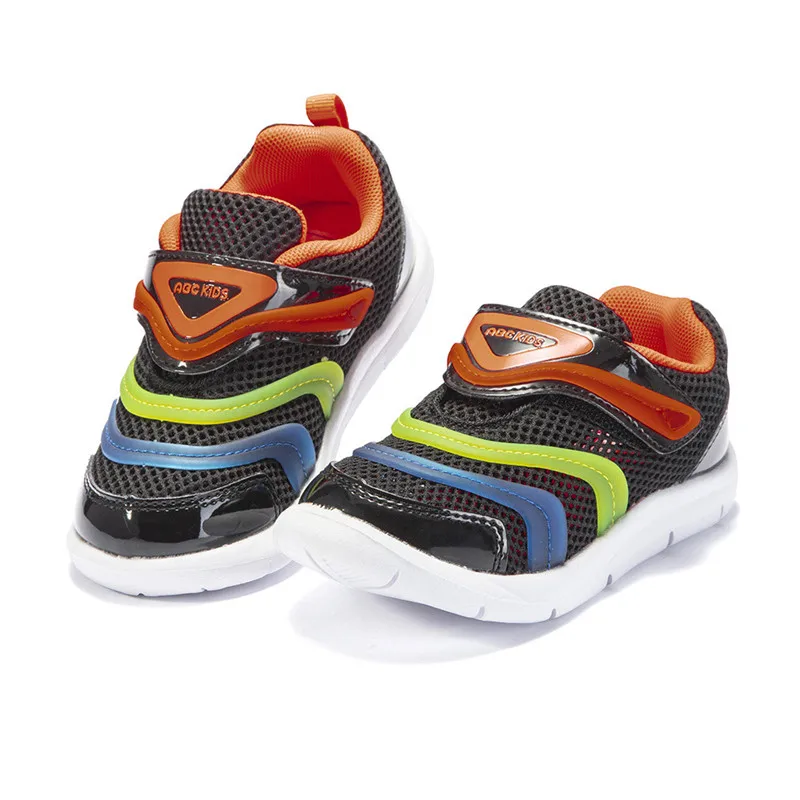 ABC KIDS/ спортивная обувь для бега на открытом воздухе; сетчатые дышащие кроссовки унисекс в полоску - Цвет: Черный