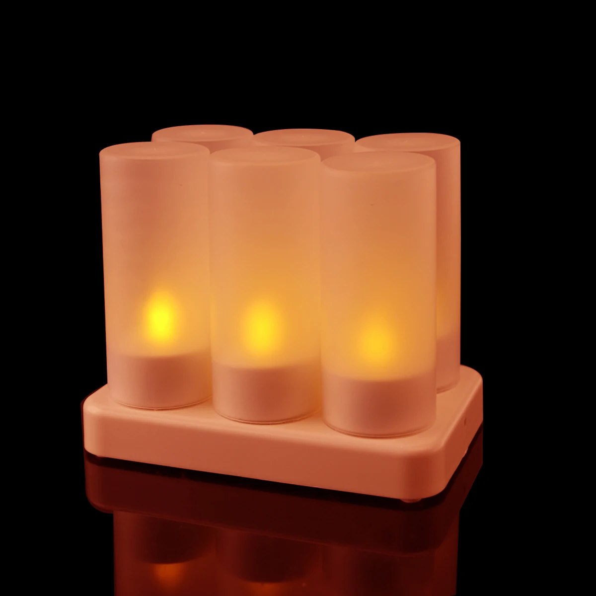 

Rechargeable Flameless 6-LED Tea Light Candle Lamp With Charger For Xmas Wedding Date Party Children Nightlight
