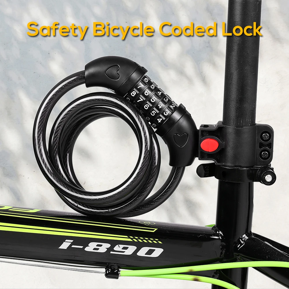 

Bicycle Coded Wire Lock Anti-theft 5-Digit Coded Lock Anti-shear Safety Cable Chain Lock Waterproof Bike Tyre Shackle